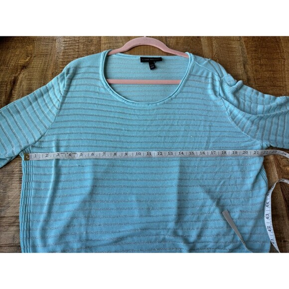Lane Bryant Women's Blue Shimmer Striped Pullover Knit Cropped Sweater 22/24 - Picture 10 of 12